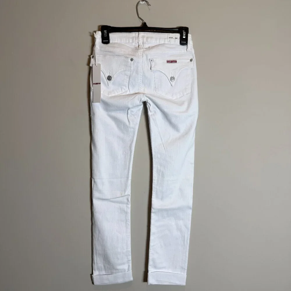 Hudson Bacara Low Rise Crop Straight Leg Cuffed Denim Jeans Women's 24 White NWT